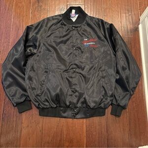 Vintage Black Chevy Camaro “The Heartbeat Of America'” Satin Jacket Size-L